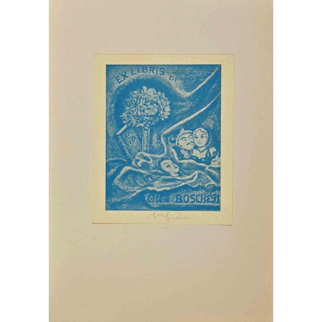 Ex Libris di Gigi Boschesi is an Artwork realized in Mid 20th Century. Color Lithograph print on paper. Hand Signed on the...