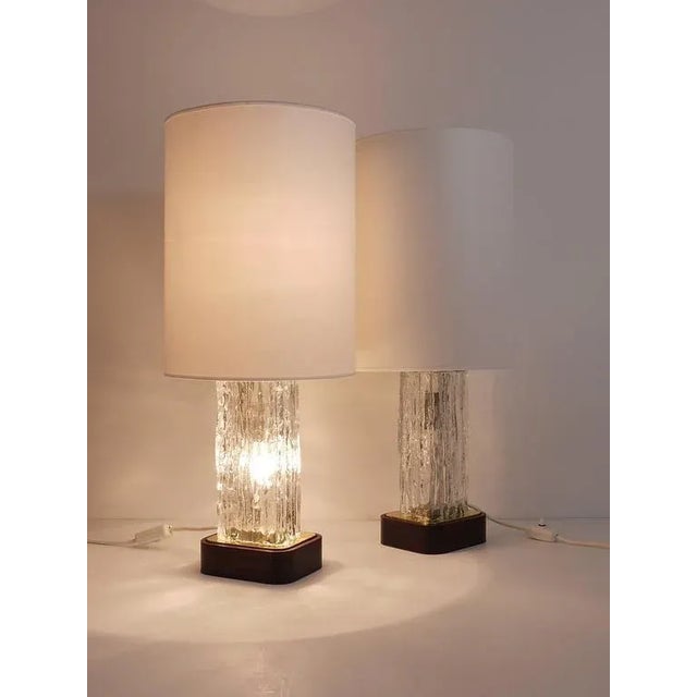 Austrian Ice Glass Table Lamps by J. T. Kalmar for Kalmar, 1950s, Set of 2 For Sale - Image 3 of 11