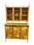 Stunning two-piece Chinoiserie burnt bamboo trim display cabinet on top with wired cabinet doors supported by four bamboo...