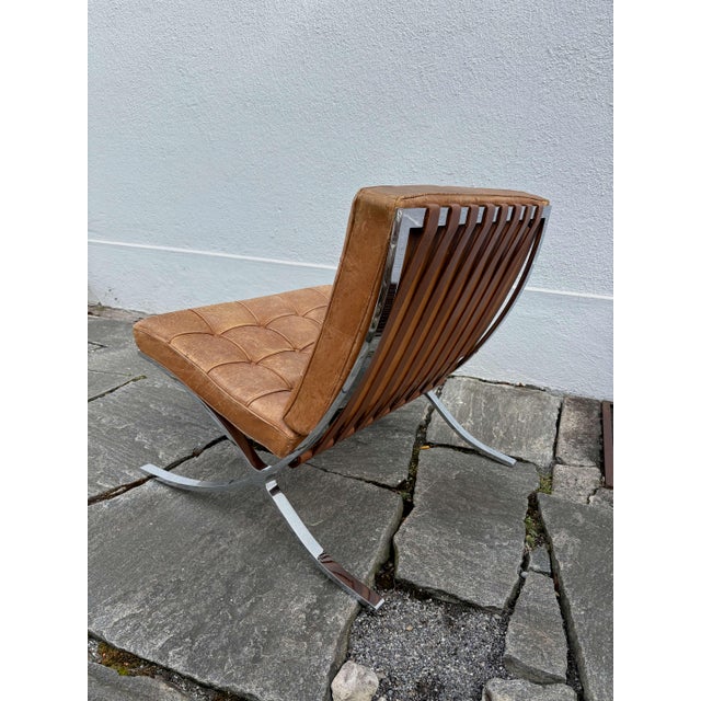 Barcelona Chair by Ludwig Mies Van Der Rohe for Knoll Inc., 1960s, in Worn conditions. Designed 1920 to 1949 I have...