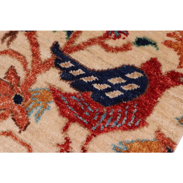 Shabby Chic Ziegler Beige/Blue Wool Runner Rug- 2'0'' X 4'11'' For Sale In New York - Image 6 of 10