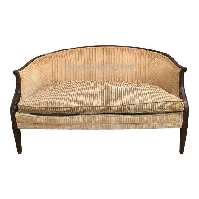 Antique Yellow Striped Velvet Loveseat Chairish