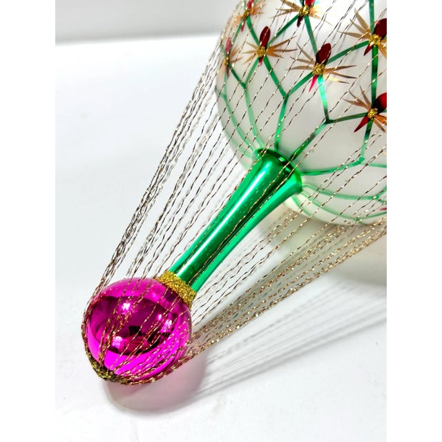 Pink Vintage Christopher Radko Hot Air Balloon Ornament – Hand Blown Glass For Sale - Image 8 of 10