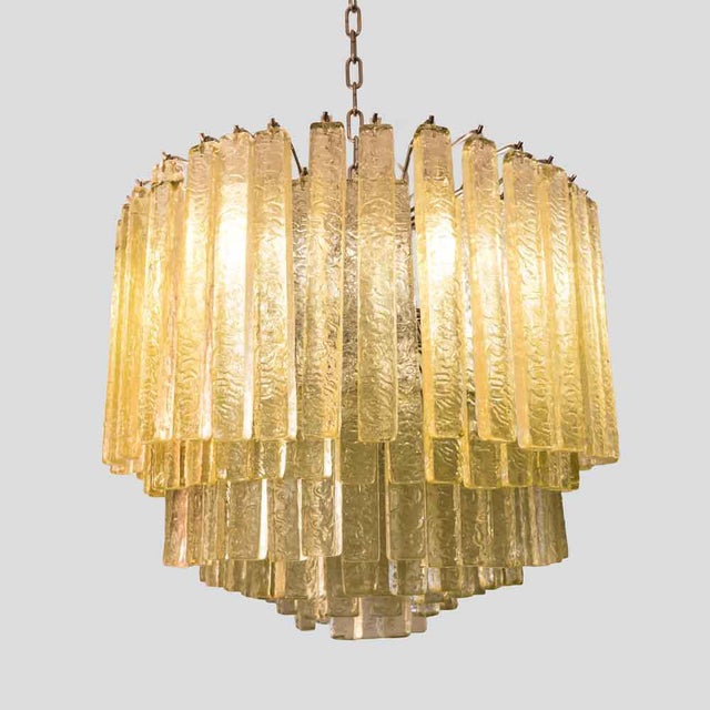 Olive Green Martellate Murano Glass Rod Pendant Light from Venini, 1960s For Sale - Image 9 of 11