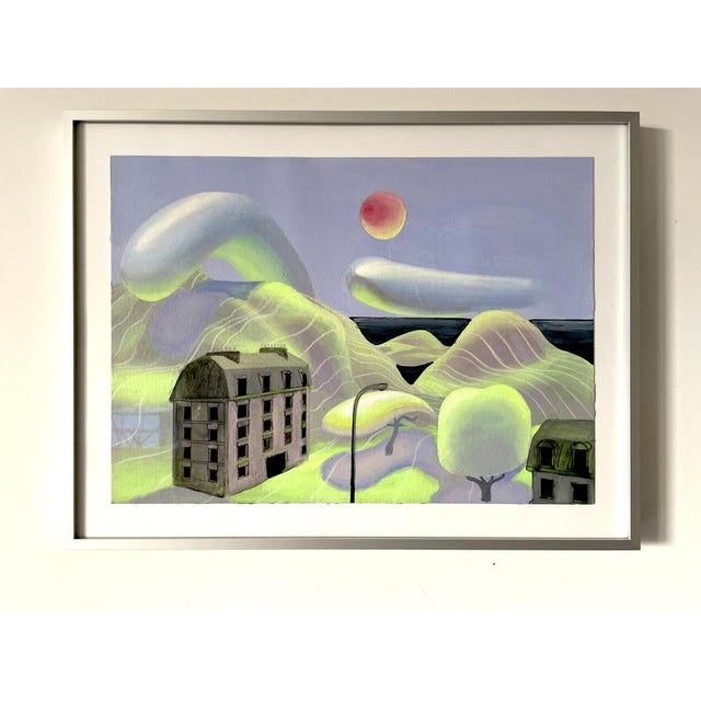 Contemporary Nico Pearleyes, Surreal Landscape, Acrylic on Fabriano Paper, 2025, Framed For Sale - Image 3 of 12
