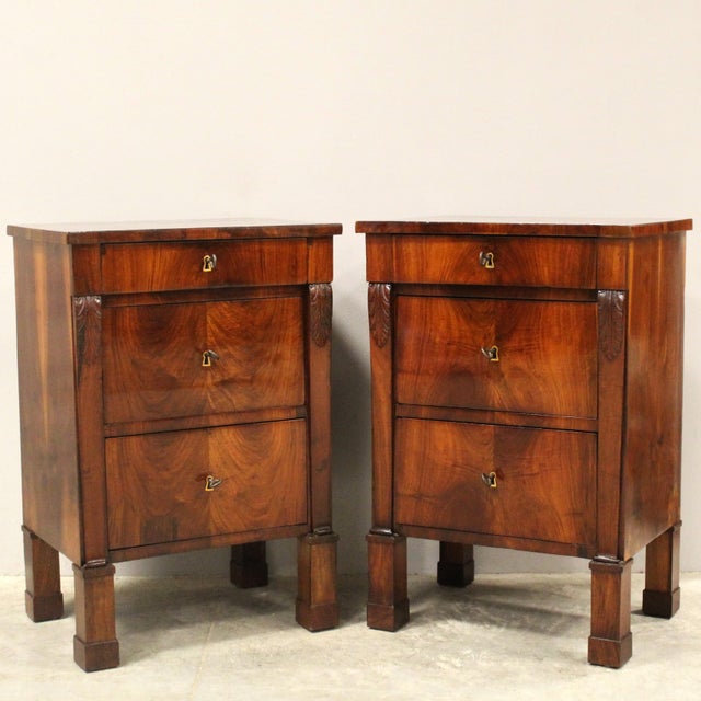 Italian Empire Bedside Tables in Walnut, Set of 2 For Sale - Image 13 of 13