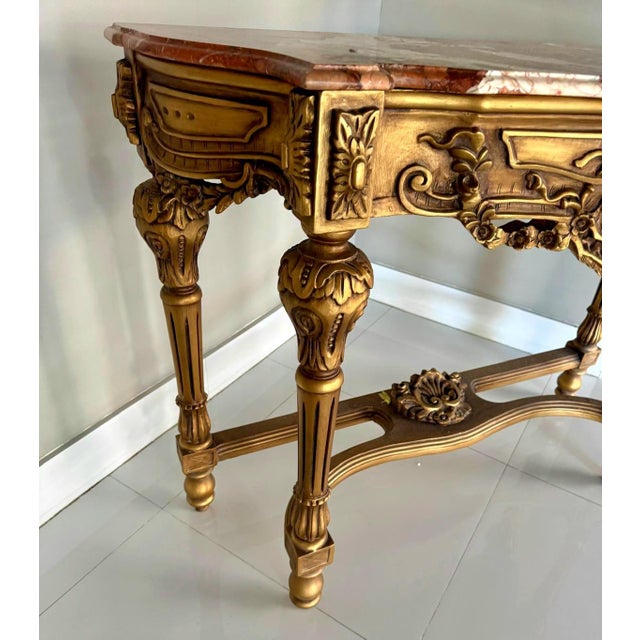 French Style Console Table – Multicolor Marble Top For Sale In Miami - Image 6 of 10