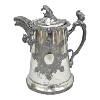 Antique American Victorian E. Kaufmann Figural Coffee Pot Water Pitcher W/ Eagle For Sale