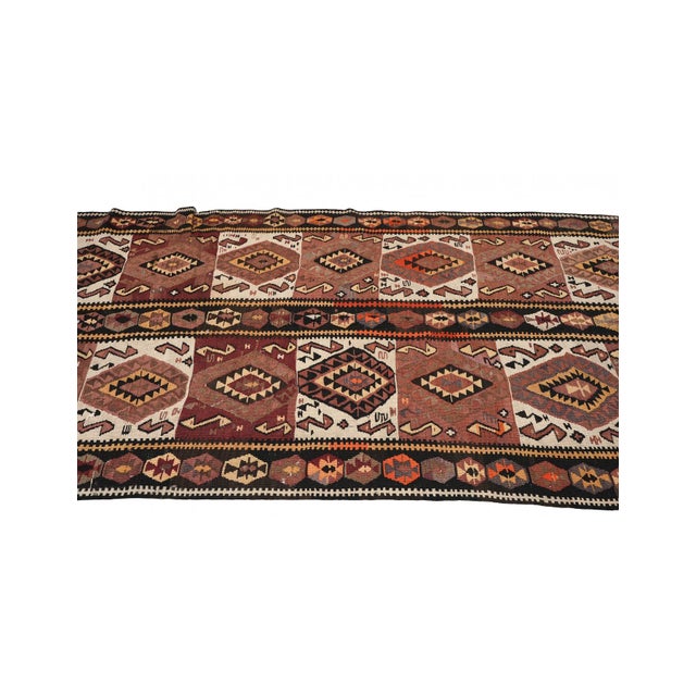 Decorative Vintage Turkish Kars Kilim Rug - 4`2″ X 11`4″ For Sale - Image 4 of 6