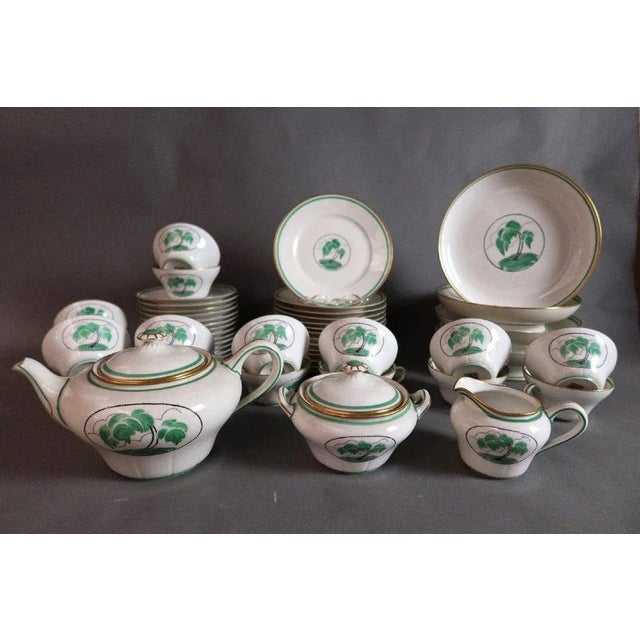 Art Deco Tea and Dessert Set in Porcelain with Palm Tree Decoration from Rouard, Set of 47 For Sale - Image 11 of 11