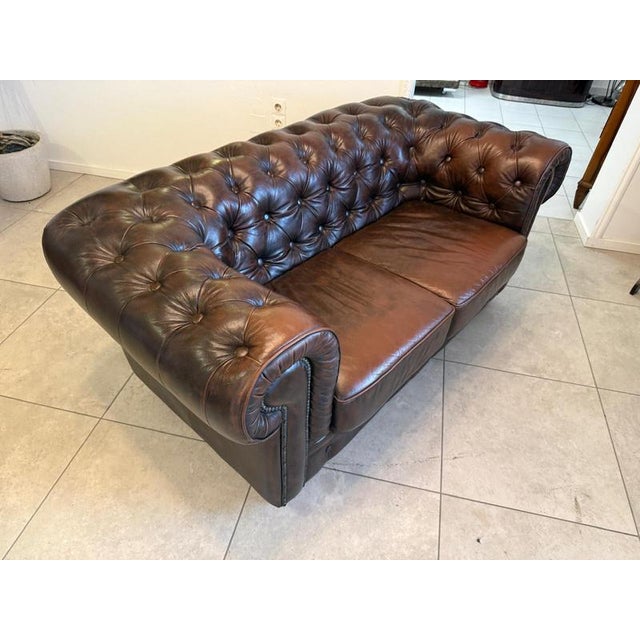 Chesterfield Sofas and Club Chair in Leather, Set of 3 For Sale - Image 15 of 18