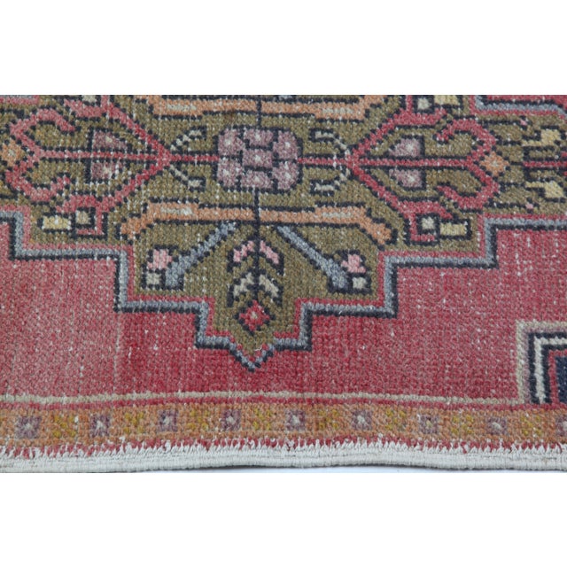Mid 20th Century Traditional Turkish Entry Rug – Geometric Medallion & Floral Motifs -1' 9'' X 3' 4'' For Sale - Image 11 of 11