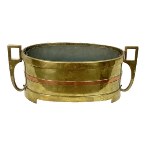 18th/19th Century Oval Brass and Copper Planter With Liner