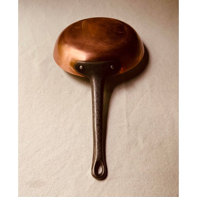 French 1970s Baumalu French Tinned Copper Sauté Frying Skillet Pan, Tin Lined, Cast Iron Handle, Made in France, 8" For Sale - Image 3 of 10