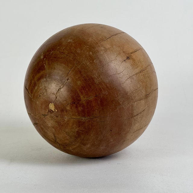 Set of 3 Large Vintage Turned Wood Balls in 3 Sizes Circa Mid Century Modern, Sculptural Objects For Sale - Image 11 of 18