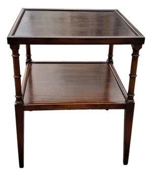 Early 20th Century Faux Bamboo Stained Mahogany Tiered Side Table