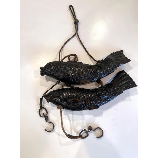 Near Pair of Japanese Jizai Kagi Wood Koi Folk Art Sculptures For Sale - Image 13 of 14