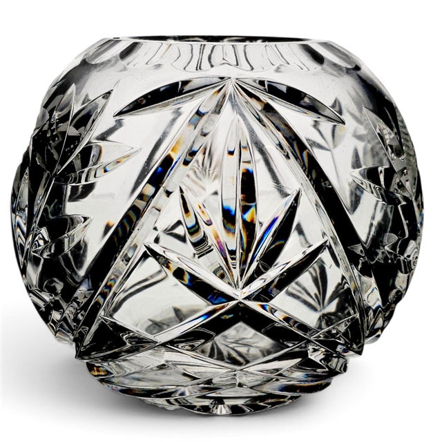 Contemporary Lausitzer Margaret German Lead Crystal Rose Bowl 5" Sunflower Pattern For Sale - Image 3 of 14
