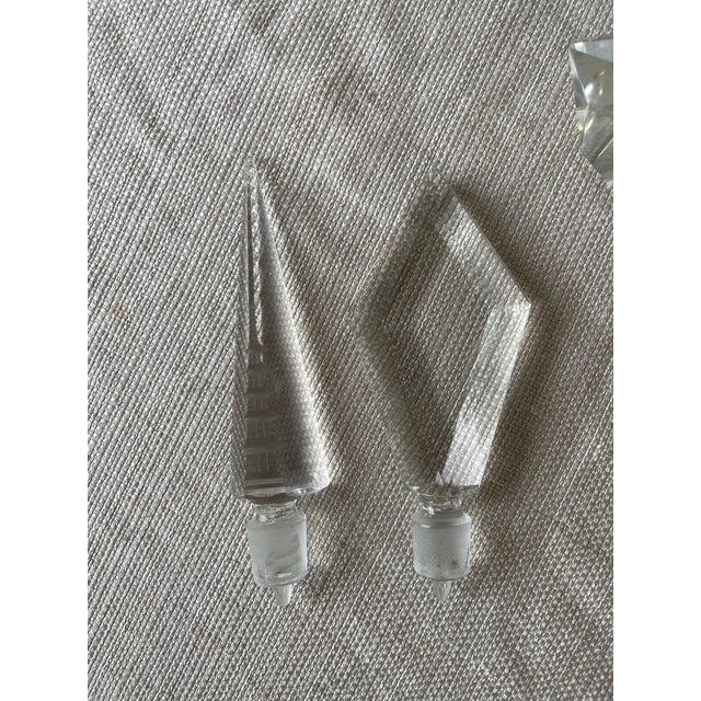 Vintage Cut Crystal Perfume Bottles – Geometric Stoppers (Set of 2) For Sale In New York - Image 6 of 9