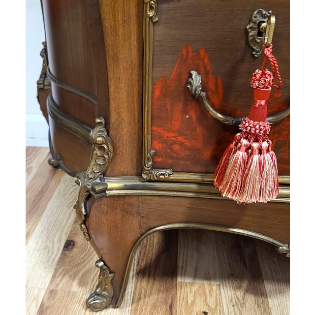 Vintage French Style Japanese Tansu Painted Bronze & Marble Top Commode Dresser For Sale - Image 16 of 18
