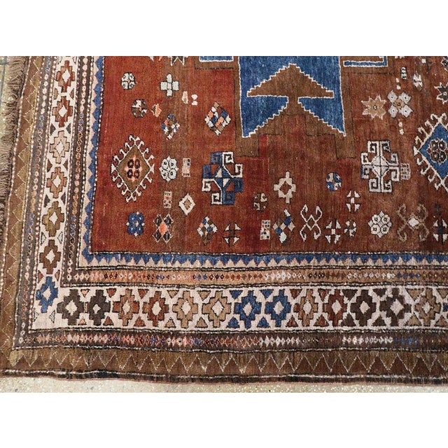 Red Galerie Shabab Collection Mid-20th Century Handmade Caucasian Kazak Tribal Accent Rug For Sale - Image 8 of 10