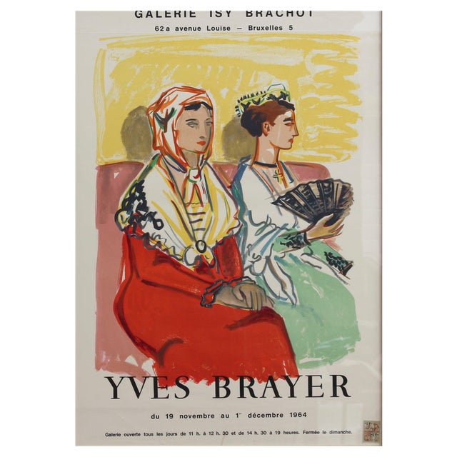 Vintage French Exhibition Poster by Yves Brayer for Galerie Isy Brachot Brussels, 1964 For Sale