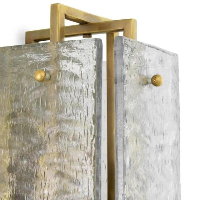 Vintage Brass and Handmade Glass Wall Lamps, Set of 2 For Sale - Image 5 of 8