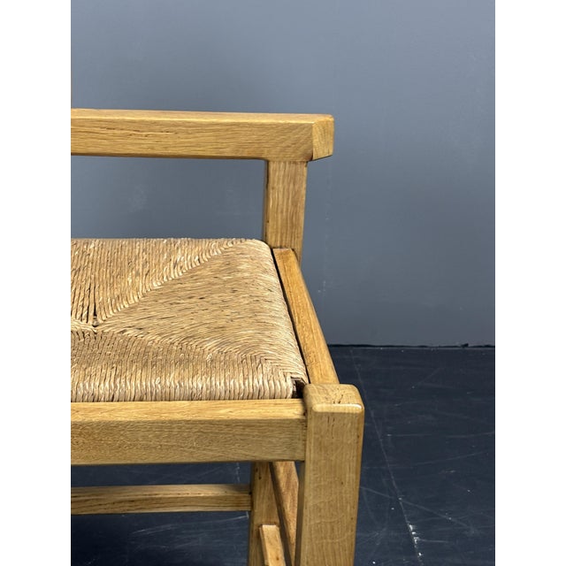 Postmodern Brutalist Dutch Oak Corner Chair with Rush Seat, 1970s For Sale - Image 18 of 18