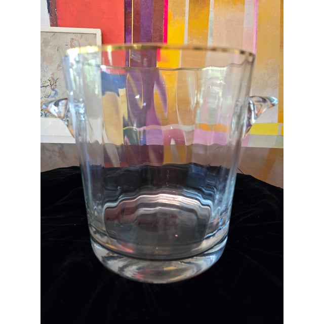 Glass Vintage Mid Century Modern Baccarat Style Barware Ice Bucket For Sale - Image 7 of 7