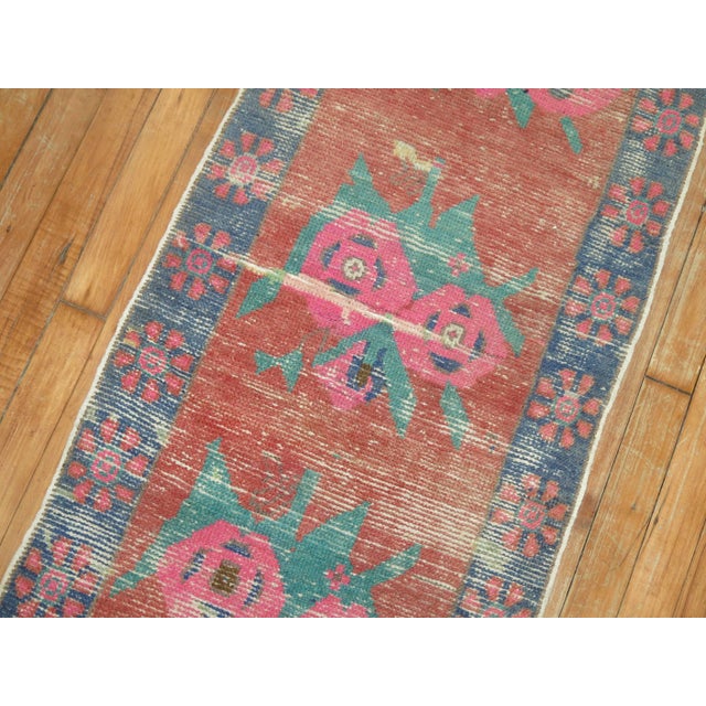 Asian Antique Zabihi Collection 1965 Turkish Floral Narrow Runner - 1'9" x 9'1" For Sale - Image 3 of 8