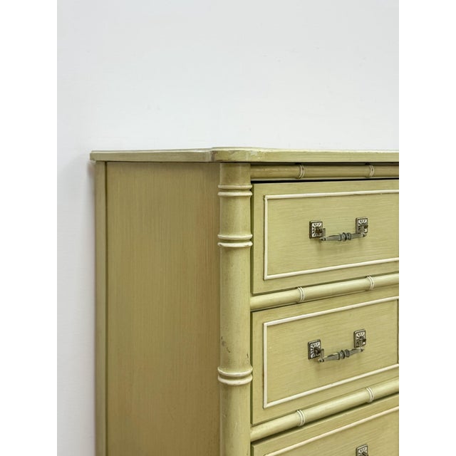 Vintage Dresser Henry Link Green Nine Drawer Bali Hai Coastal Hollywood Regency For Sale - Image 9 of 18