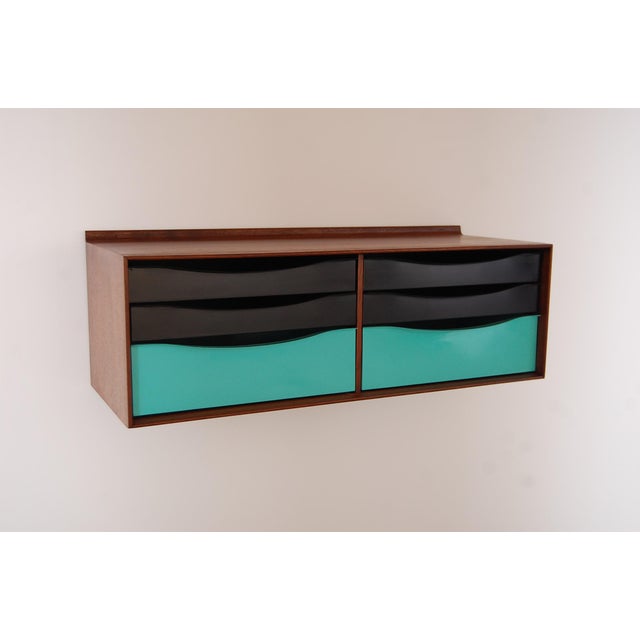 Vintage Mid Century Modernist Walnut and Metal Wall Hanging