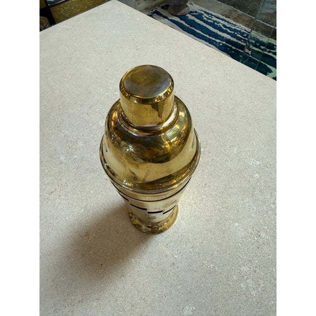 1970s Vintage Brass Cocktail Shaker With Recipe Windows For Sale - Image 5 of 6