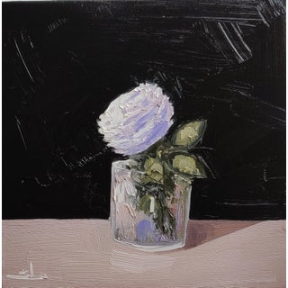 White Rose Still Life Oil Painting by Vivek Mandalia For Sale