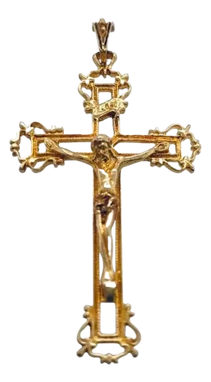 18 Karat Yellow Gold Cross / Religious Pendant