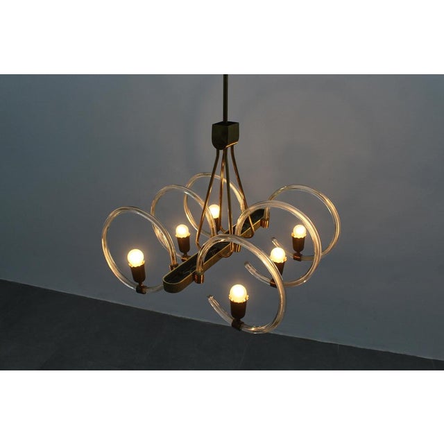 Mid-Century Murano Glass and Brass Chandelier from Barovier & Toso, Italy, 1940s For Sale - Image 17 of 18