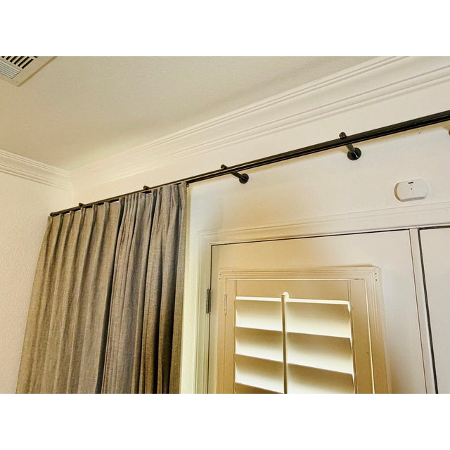 Custom Blackout Drapery Panels With Nickel Hardware For Sale - Image 4 of 6