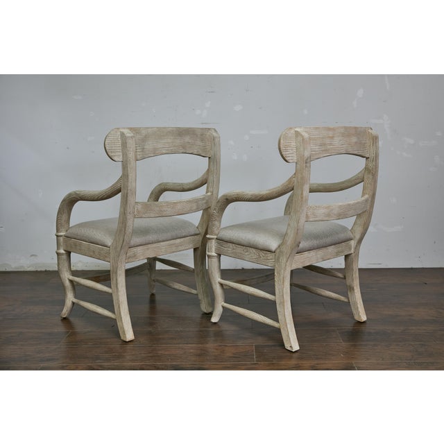 Mid 20th Century Pair of Swedish Midcentury Whitewash Upholstered Armchairs, Scandinavian Modern For Sale In Atlanta - Image 6 of 10