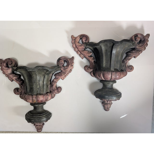 French 19th Century Style Wall Planter Sconce a Pair For Sale - Image 10 of 12