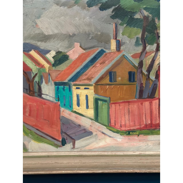 Gustaf Börtner Zandt, Houses and Trees, 1950s, Oil Painting on Canvas, Framed For Sale - Image 6 of 16