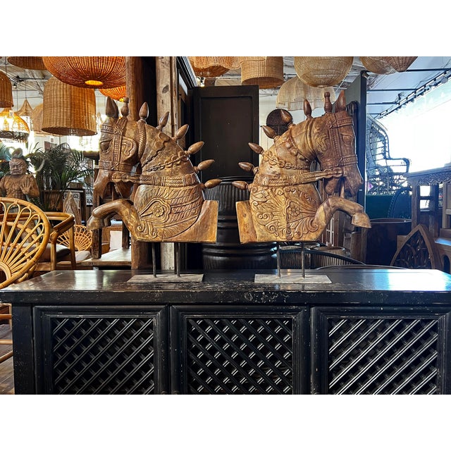 Carved Marwari Jumping Horse on Stand For Sale - Image 10 of 11