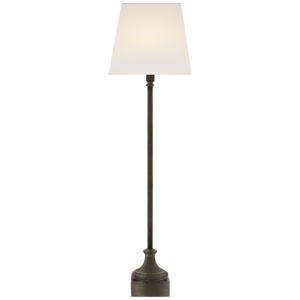 Chapman & Myers by Visual Comfort Signature Cawdor Buffet Lamp in Aged Iron with Linen Shade
