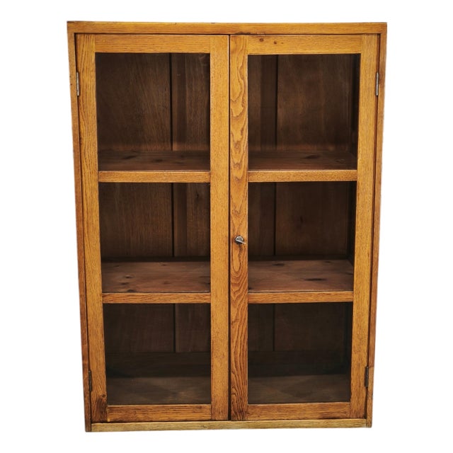 Czech Oak Glass Bookcase from a Baťa Factory, 1930s For Sale