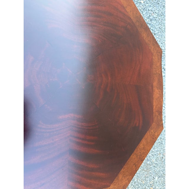 Late 20th Century Pair of English Regency Style Inlaid Octagon Side Tables With Casters For Sale - Image 10 of 11