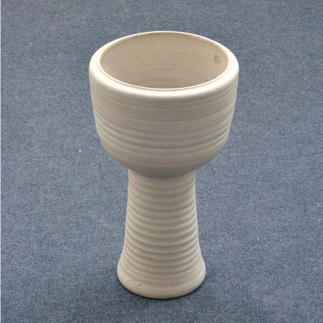 Group of Tall Studio Pottery Chalk White Floor Vases, Set of 3 For Sale - Image 9 of 14