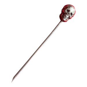 Antique French Neoclassical Silverplate Skewer With Skull Head Finial