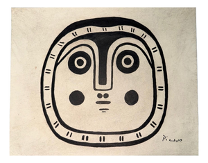 Pablo Picasso, Bold Modernist Mask, Opaque Black on Paper, Hand Signed, 1950-1970s