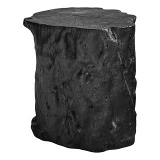 Black Natural Form Stump Organic Modern Side Table / Stool For Sale