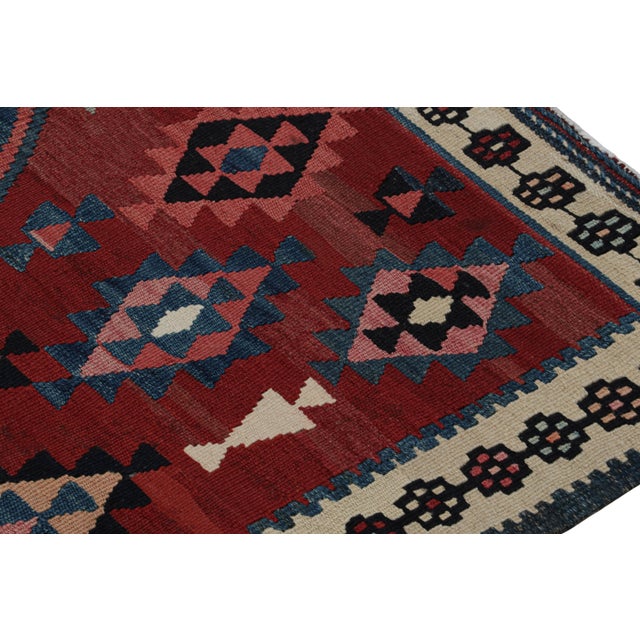 2010s Rug & Kilim’s Mashwani Afghan Baluch Kilim in Red & Blue Geometric Patterns For Sale - Image 5 of 7