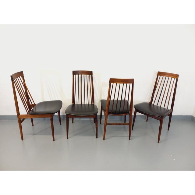 4 vintage Scandinavian style chairs from the 60s, attributed to the German designer Ernst Martin Dettinger for the...